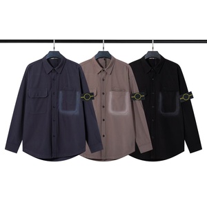 Chemise décontractée de luxe 2026 pour homme, coupe ample, poches multiples, coupe-vent, style vintage, manches longues, motif île - Product Image 1