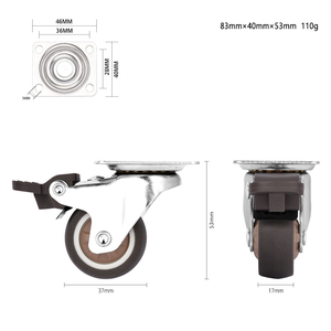 Hot Selling 1/1,5/2/3 Zoll TPR Lenkrad Anti statisches Doppel kugellager Gummi Silent <span class=keywords><strong>Caster</strong></span> Rollen räder mit Bremse - Product Image 2