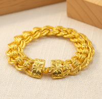 Bracelet à double chaîne épaisse pour homme, tendance géométrique, plaqué or 24 carats, bijoux Z H - Cadeau