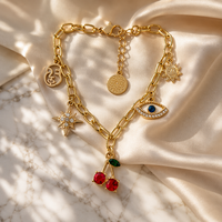 2026 Nieuwe Koreaanse stijl vergulde kersen fruit charme armband voor vrouwen Ster Oog Kristal armband Zomer Ins stijl chique sieraden