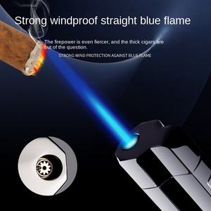 Ky nhãn tùy chỉnh Windproof Ajustable ngọn lửa máy bay phản lực khí bơm lại ưa thích xì gà ngoài trời kim loại nhẹ hơn ngọn đuốc - Product Image 4