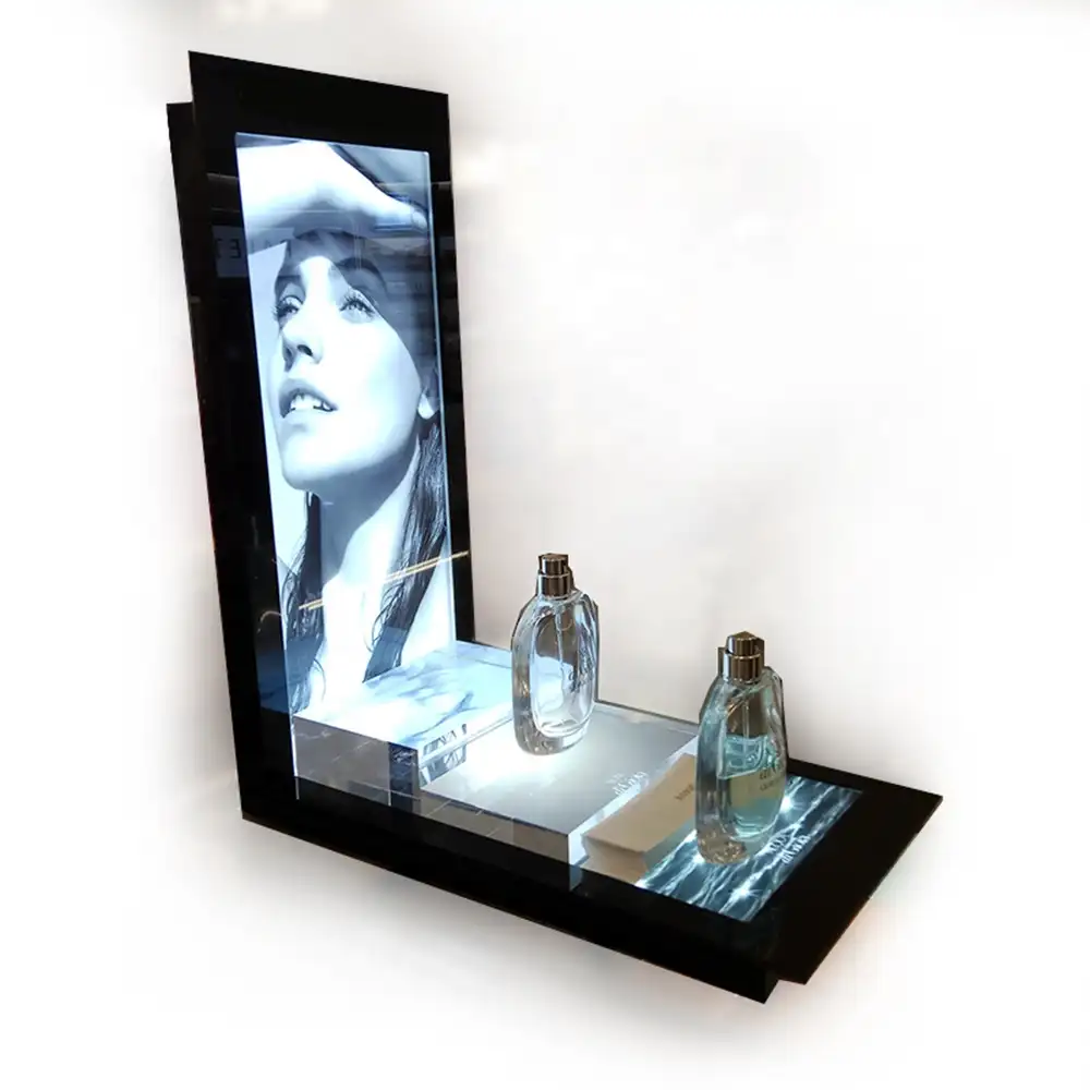 High-end özelleştirme LED akrilik kozmetik depolama tepsisi akrilik parfüm ekran standı