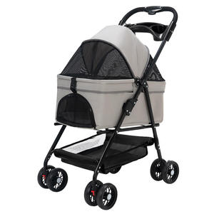 One-Button Folding Dog Stroller Weather Cover New Foldable Pet Jogger Mesh Storage Basket for <b>Cats</b> Convenient <b>Cat</b> <b>Cage</b> Stroller - Product Image 2