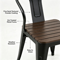 Chaises d'extérieur luxueuses de couleur unique avec des cadres en métal antirouille. Meubles de terrasse de jardin adaptés aux restaurants et aux cafés.
