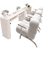 Table de manucure en marbre laqué sur mesure de luxe avec support pour téléphone portable, chaise de technicien moderne de luxe léger pour salons