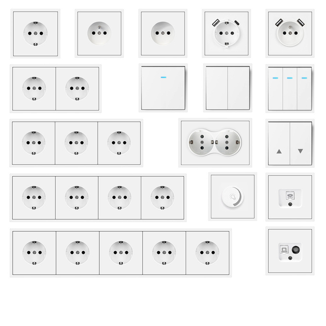 NOVSKI Z Series Single Switch Lights Covers PC White Panel  Wall Switch EU Standard  Square Light Switch for Home Power Socket