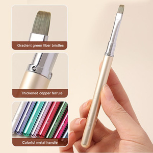 Ensemble de pinceaux à ongles en métal, ronds, ovales, plats, pour gel, French, ombré, dégradé, mélange, aquarelle, liner - Product Image 4