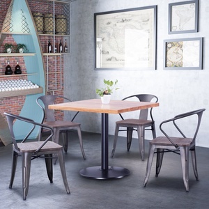<span class=keywords><strong>Set</strong></span> da Pranzo Retrò in Legno e Metallo per Ristorante e Caffetteria, Arredamento Stile <span class=keywords><strong>Diner</strong></span> Vintage - Product Image 2
