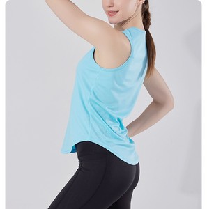 Camiseta de malla sin mangas sólida para <span class=keywords><strong>mujer</strong></span>, cuello redondo, transpirable, de secado rápido, camisetas sin mangas deportivas, logotipo personalizado, <span class=keywords><strong>chaleco</strong></span> para correr activo para gimnasio - Product Image 5