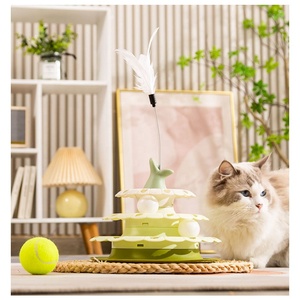 Los mejores suministros para mascotas, tocadiscos <span class=keywords><strong>interactivo</strong></span> para gatos, <span class=keywords><strong>rodillo</strong></span> divertido, ejercitador de bolas, pistas de rodillos para gatos, juguete de 4 niveles, juguete de pelota para gatos - Product Image 4