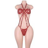 Tenues de danse exotiques : Bodysuits string à pois et paillettes argentées, style rétro Pin-up, coupe haute, pour soirées club, fêtes au bord de la piscine, festivals et raves