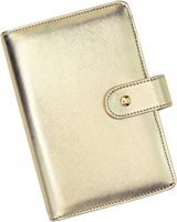 Libreta Personalizable con Anillas, de Cuero PU, Hojas Sueltas, Color Dorado, con Logotipo Personalizado, Ecológica, Marca Latitude OEM, Tamaño A4/A5, Venta al Por Mayor