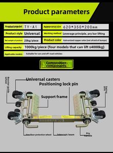 3Ton Capacidad Hidráulica SUV Modelo Coche Rueda Mover <span class=keywords><strong>Dolly</strong></span> Certificado CE Fácil elevación Acero Aluminio Material Alta calidad Gatos de coche - Product Image 5