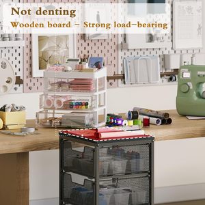 Organisation de stockage d'art et d'artisanat en métal Chariots roulants utilitaires à 4 tiroirs avec roues verrouillables et fournitures de table en bois - Product Image 6