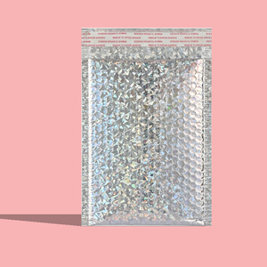 Sac à bulles épais coloré avec revêtement laser argenté 0,5 mil, non toxique, 20x25+4cm, impression sérigraphique, sac de beauté pour expédition aérienne - Product Image 1