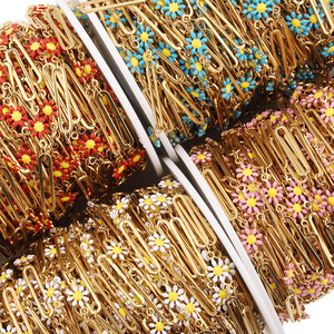 Daisy Dripping Mixed Color <b>Chain</b> 18k Gold Plated Stainless Steel Long <b>Cross</b> <b>Chain</b> For Necklace Making DIY Jewelry Findings - Product Image 4