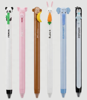 Stylos gel en plastique mignons de style dessin animé en bleu avec une largeur d'écriture de 0,5 mm, effaçables, pour le bureau et l'école, encre gel, marque OEM