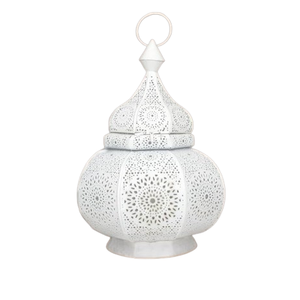 <b>White</b> Powder Coated Metal Moroccan Candle <b>Lantern</b> Latest Style Metal <b>Lanterns</b> Balcony Decoration Hanging <b>Lanterns</b> - Product Image 1