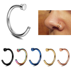 Stainless Steel C-Shaped Nose <b>Ring</b> <b>Set</b> Gold Silver Black Rainbow Color Piercing Jewelry For <b>Women</b> Gift - Product Image 2