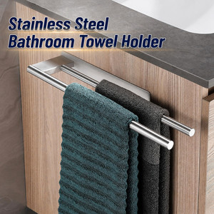 <span class=keywords><strong>Porte</strong></span>-serviettes double en acier inoxydable, support <span class=keywords><strong>mural</strong></span> <span class=keywords><strong>sans</strong></span> perçage pour salle de bain - Product Image 1