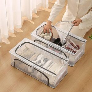 Boîte de rangement à chaussures empilable, organiseur de chaussures transparent avec fenêtre à fermeture éclair - Product Image 1