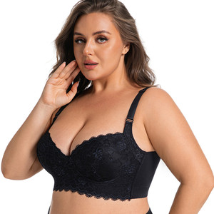 Talla grande Lencerí<span class=keywords><strong>a</strong></span> Floral delgada Sexy borde de acero con aros Anti flacidez soporte superior ensanchado espalda reunión <span class=keywords><strong>sujetador</strong></span> transpirable mujeres - Product Image 2
