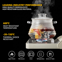 Casserole en verre borosilicate 2500 ml / 84,5 oz, casserole en verre côtelé avec couvercle pour soupe, pâtes, repas en famille, du four à la table
