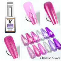 Vernis à ongles en gel chromé avec logo personnalisé, finition sans essuyage, scellant semi-permanent UV/LED, couche de finition OEM en poudre chromée pour ongles