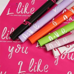 Luxury 58*58cm/pcs I Like You <b>Pattern</b> Printed Waterproof PP Plastic Flower Wrapping <b>Paper</b> Gift Wrap <b>Paper</b> - Product Image 4