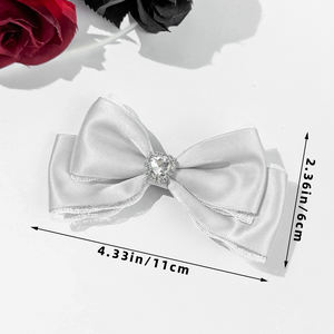 Sasaacc กิ๊บโบว์ติดผมรูปหัวใจประดับพลอยเทียมสีเทาเงิน, อุปกรณ์เสริมผมสุดเท่ใช้ได้หลากหลายหวานและเย็นสำหรับผู้หญิง - Product Image 6