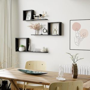 Juego negro de 6 <span class=keywords><strong>estantes</strong></span> <span class=keywords><strong>flotantes</strong></span> <span class=keywords><strong>cuadrados</strong></span> de madera para montaje en pared <span class=keywords><strong>estantes</strong></span> de pared de cubo geométrico - Product Image 4