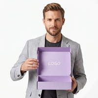 Boîte d'expédition pour vêtements, design personnalisé, vente chaude, emballage violet avec votre logo pour l'emballage de vêtements