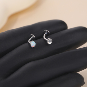 G23 titanio 14G Base convexa CZ flotante ombligo anillos ópalo curvado Barbell ombligo Bar Piercings Sexy mujer joyería regalo - Product Image 6