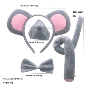 Serre-tête en tissu pour enfants, motif tête d'animal, décorations de fête d'<span class=keywords><strong>Halloween</strong></span>, oreilles de souris grises en peluche douce, avec nœud, prix d'usine, vente chaude - Product Image 6