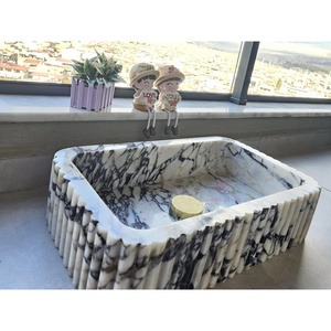 Lavello in marmo di Calacatta Viola artigianale a coste di lusso Spa salone bagno lavabo - Product Image 5