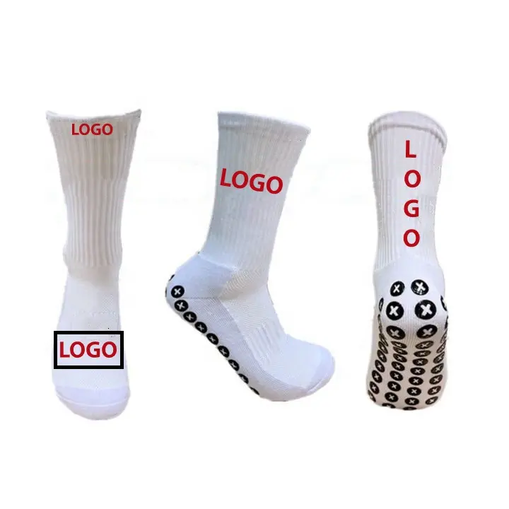 Wholesale Custom Logo Crew Ankle Socks Sports Black Grip Socks Soccer Football Socks With Grip