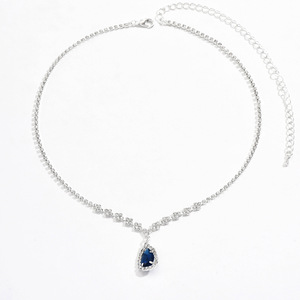 人気の女性用シンプルジルコン水ドロップチョーカーネックレスシルバーメッキライト高級高級高級高級高級高級高級高級エレガントチェーン - Product Image 5