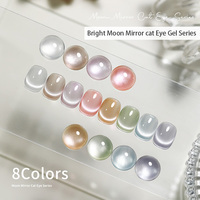 Perles de verre personnalisées 8 couleurs Flash vernis à ongles porcelaine blanc effet miroir oeil de chat 3d lumière de lune yeux de chat gel