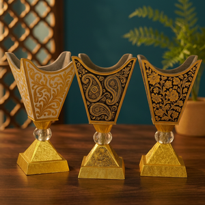 Gold Patterned Incense Burner Set Mabkhara <b>Oud</b> <b>Bakhoor</b> Censer Traditional Arabian Tabletop Home Fragrance Gift - Product Image 2