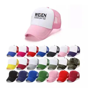 manufacturer custom logo embroidered and printed running breathable cap high quality 5 panel mesh hat trucker cap