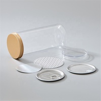 Boîte de conserve transparente de 300 ml avec couvercle en plastique pour thon