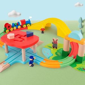 Juguete de Madera Natural con Rieles de Tren de 41 Piezas, Colorido, Regalo Perfecto para Niños y Niñas, Juego de Tren de Madera para Niños Pequeños - Product Image 1