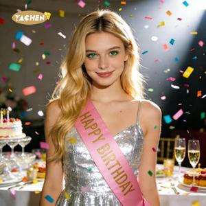 YACHEN vente en gros de ceinture de joyeux anniversaire en satin doux coloré <span class=keywords><strong>pour</strong></span> femmes et hommes fournitures de fête d'anniversaire <span class=keywords><strong>accessoires</strong></span> de décoration - Product Image 4