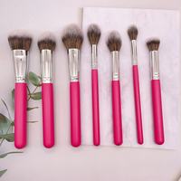 Juego de Brochas de Maquillaje de Alta Calidad de 7/8/15 Piezas, Color Rosa Rojo, Brocha para Rubor, Polvo, Sombra de Ojos, Cejas, Juego de Brochas de Maquillaje Glitz and Glam
