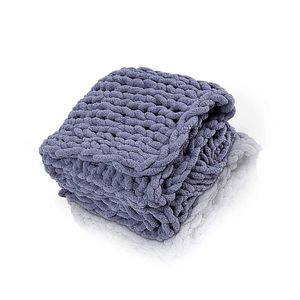 Couverture en <span class=keywords><strong>laine</strong></span> mérinos épaisse faite à la main Couverture à carreaux tricotée itinérante Couverture chaude à jeter Épais gros fil Logo personnalisé Simple/ - Product Image 3