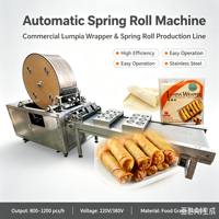Machine à rouleaux de printemps compacte, plieuse automatique de feuilles, machine à garnir les lumpias, friteuse à lumpias à gaz, équipement de cuisson