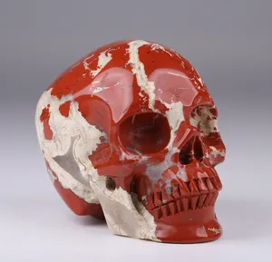 MR.SKULL 2.0" Natural Red Jasper Crystal Skulls Statue Hand Carved Gemstone Fine Art Sculpture Reiki Healing Stone Skulls