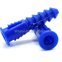 8-10-12X1-1/4 pouces bleu 100 (paquet de 1) bouchon d'ancrage en plastique nervuré