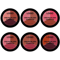 Vente en gros de fards à joues en poudre personnalisés tricolores, combinaison multicolores, fard à joues en poudre imperméable et illuminateur