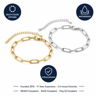 Meilleure Vente 2026 Bracelet Chaîne Trombone Basique en Acier Inoxydable Plaqué Or PVD 18K Étanche pour Femme Bijoux en Gros